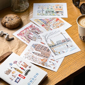 Set of 5 handmade London postcards / London cards / Cute London Watercolour postcard / Handmade London print / London Big Ben card pack / zdjęcie 9