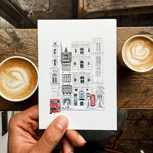 Set of 5 handmade London cards / London postcards / Cute London Watercolour postcard / Handmade London print / London card pack /