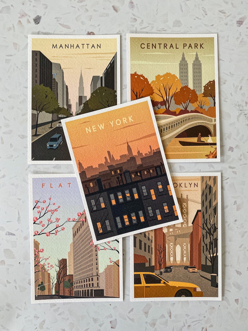 Set of 5 New York cards image 5