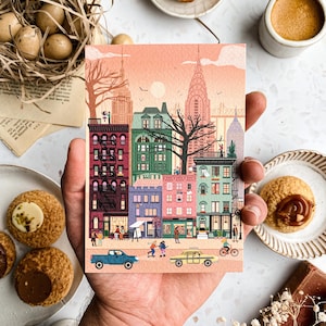 Retro Städte New York Postkarte mit Umschlag
