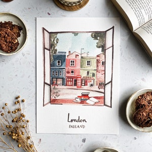 Notting Hill Watercolor Print: Portobello Road, London Wall Art