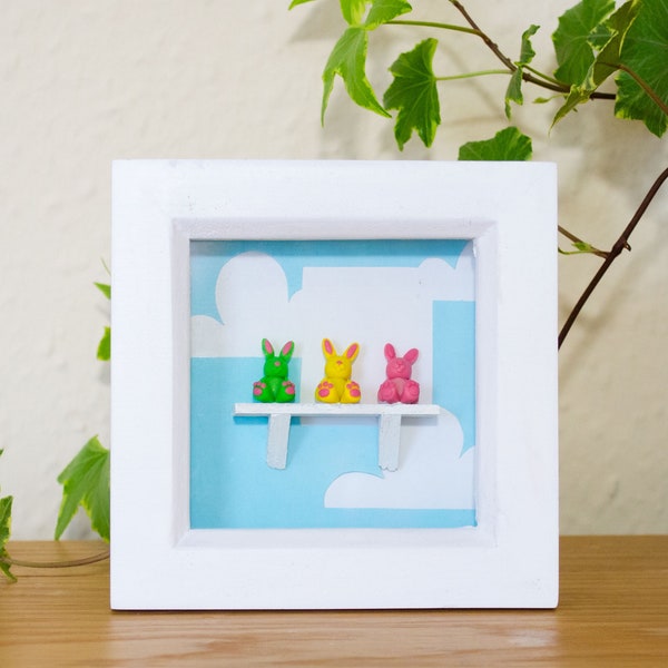 Small 3D Framed Fimo Baby Bunny Figurines