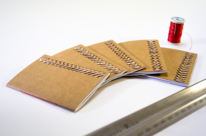 Five Brown A6 Hand Stitched and Cut Notebooks Etsy
