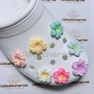 Hand-crafted to order - 3D Resin Plumeria Flowers - Hawaiian Flower Shoe Charm/Pin/Magnet/Straw Topper/Shoe-lace Charm