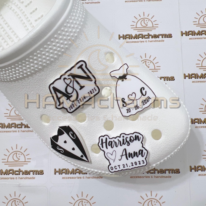 Custom Wedding Shoe Charms: Acrylic Wedding Groom and Bride Shoe Charms, Mr & Mrs Wedding Shoe Charms, Bridal Shoe Charms immagine 1
