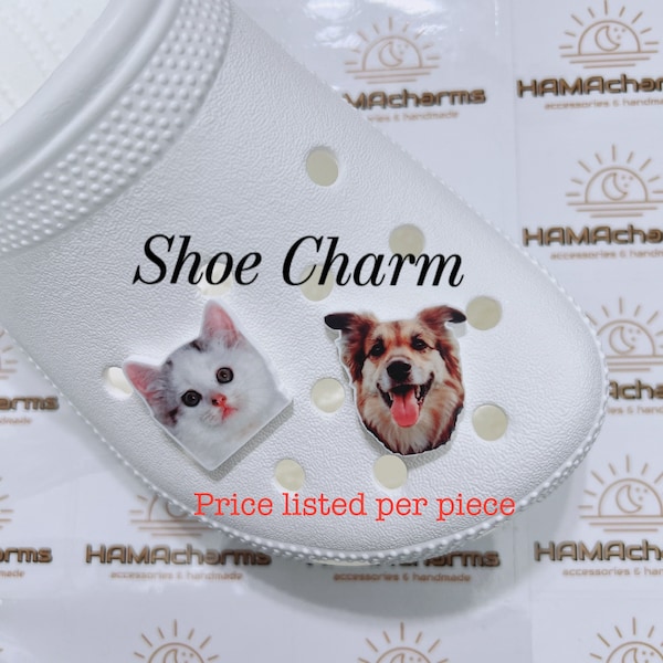 Handmade Customized Photo FACE HEAD Shoe Charm, Portrait Shoe Charm, Photo Shoe Clip, Photo Portrait, Dog, Cat, Your Pet Shoe Charms