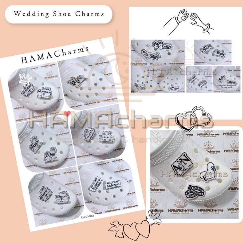 Custom Wedding Shoe Charms: Acrylic Wedding Groom and Bride Shoe Charms, Mr & Mrs Wedding Shoe Charms, Bridal Shoe Charms immagine 11