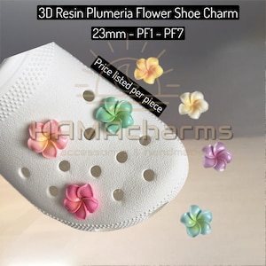 Hand-crafted to order - Various Size 23mm ~ 28mm 3D Resin Plumeria Flowers - Hawaiian Flower Shoe Charm/Pin/Magnet