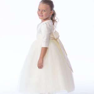 3/4 length sleeves flower girl dress, White lace flower girl dress, Rustic flowergirl dress,  Boho flower girl dress, Toddler dress tutu