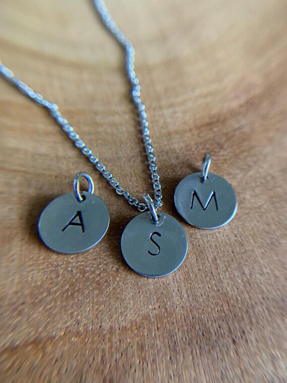 Stainless Steel Initial Necklace Stainless Steel Necklace Disc