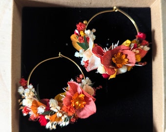 Creole earrings in preserved flowers, Coco Cinelle