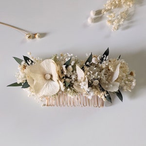 Floral hair comb for wedding hairstyle in dried flowers & stabilized flowers, Inès