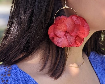 Boucles d’oreilles Créole en fleurs stabilisées, Katy