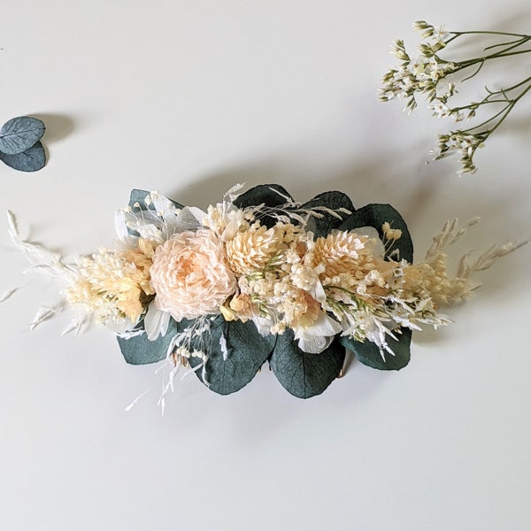 Floral hair comb for wedding hairstyle in dried flowers & stabilized flowers, Dahlia