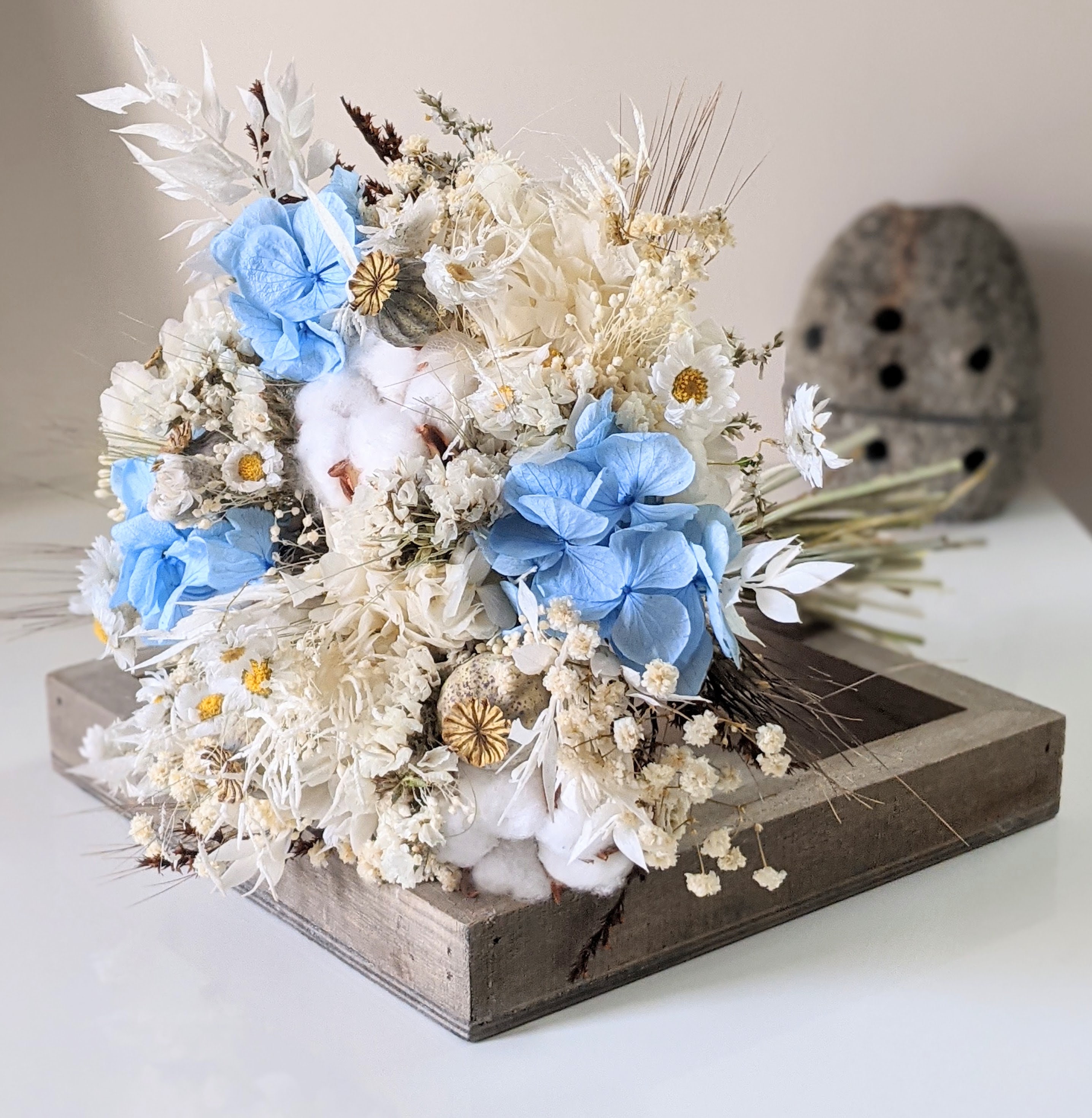 Bridal Bouquet With Cotton Hydrangeas