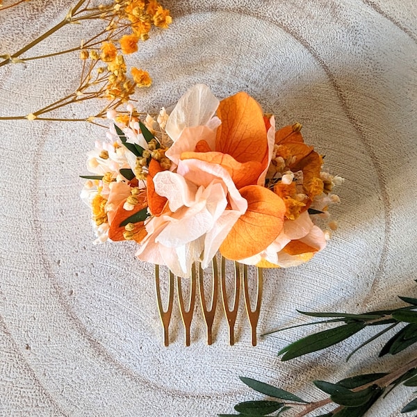 Peigne à cheveux fleuri pour coiffure de mariage en fleurs séchées & fleurs stabilisées, Chloé