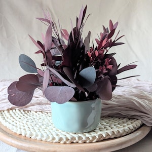 Minimalist composition of burgundy eucalyptus, Elisabeth