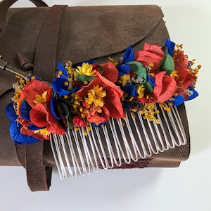 Flowered hair comb for wedding hairstyle in stabilized flowers, Majorel