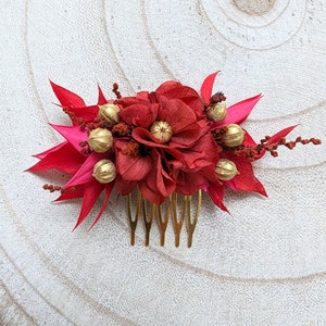 Joyce Floral Hair Comb for Wedding Hairstyle in Brightly Colored Preserved Flowers