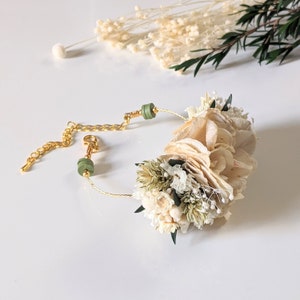 Bridal bracelet in dried flowers, stabilized flowers, artisanal, Inès