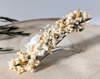 Barrette à cheveux fleurie pour coiffure de mariage en fleurs stabilisées, Virginie