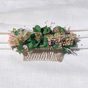 Floral hair comb for wedding hairstyle in dried flowers & stabilized flowers, Esma