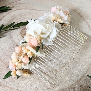Floral hair comb for wedding hairstyle in dried flowers & stabilized flowers, Rafaela