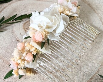 Peigne à cheveux mariage Rafaela en fleurs séchées et stabilisées