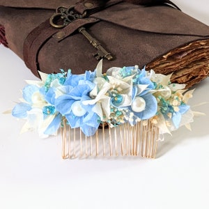 Floral hair comb for wedding hairstyle in stabilized flowers and pearls, Jennifer