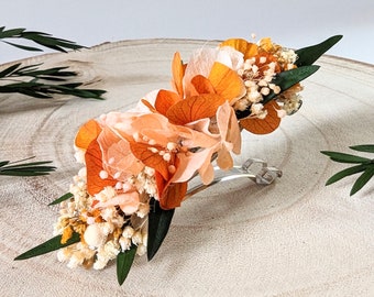 Floral hair barrette for wedding hairstyle in stabilized flowers, Chloé