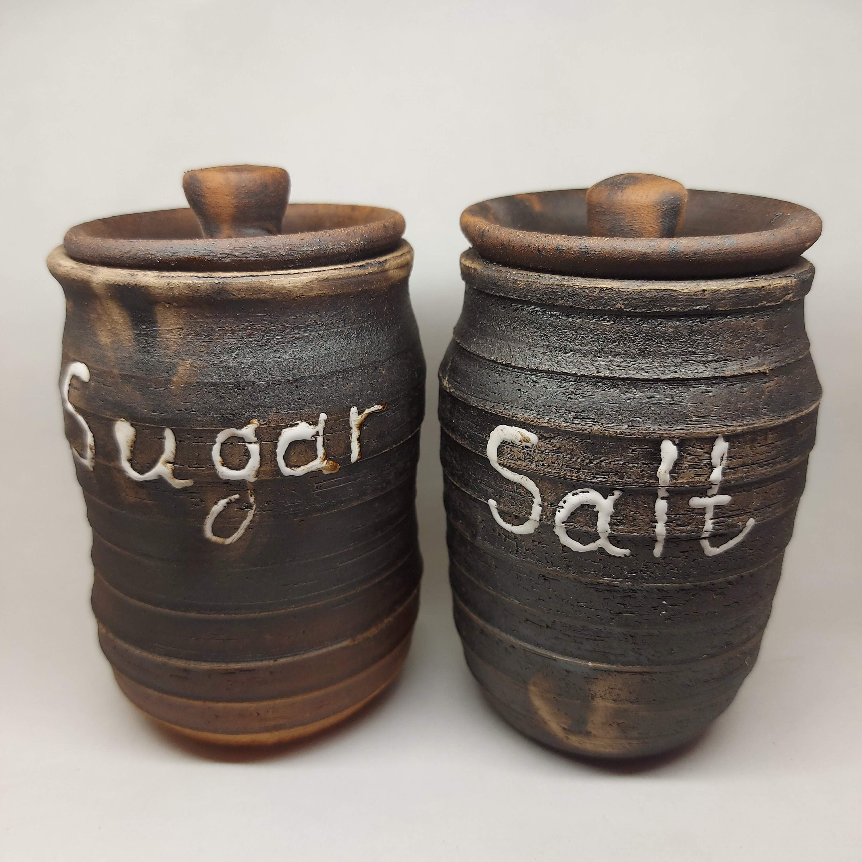 Salt and sugar pots. Clay pot. Sugar pot. Salt pot. Clay Etsy