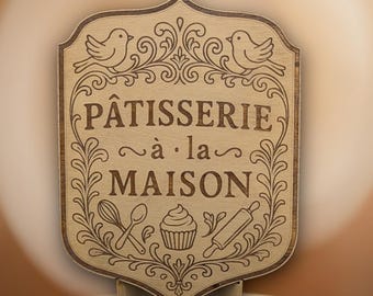 Letrero personalizado de panadería francesa - Decoración de cocina a medida - Regalo para inauguración de casa o Día de la Madre