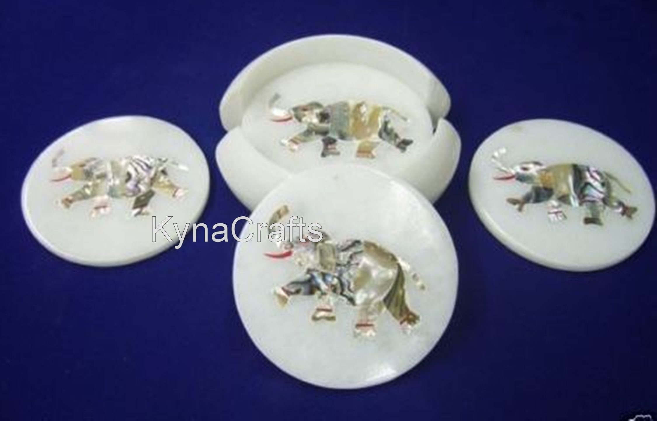 Coasters Home & Living Kitchen & Dining White Marble Coaster Set With