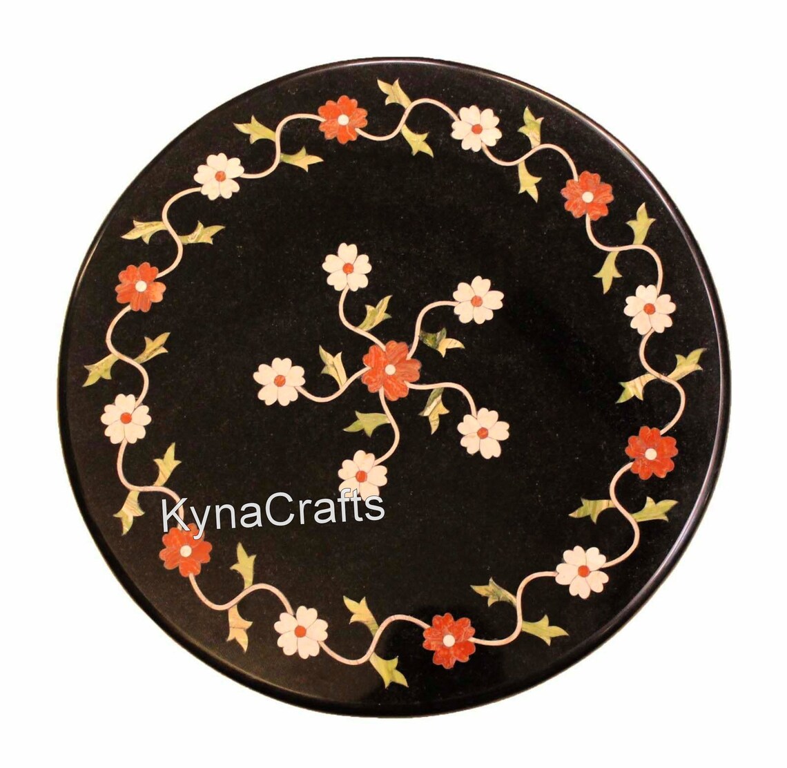 Round Shape Marble Inlay Table Top Unique Pattern Coffee Table Etsy