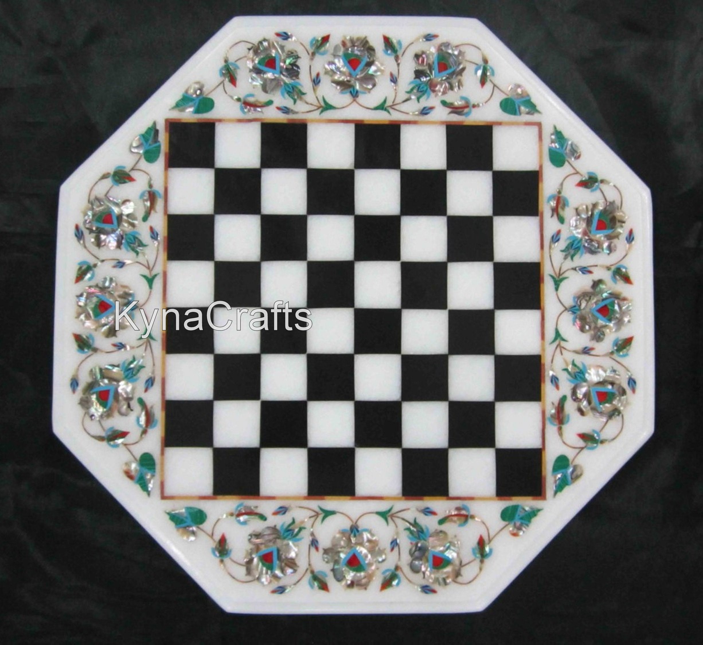 14 Inches Octagon Shape Game Table Top With Abalone Shell Etsy