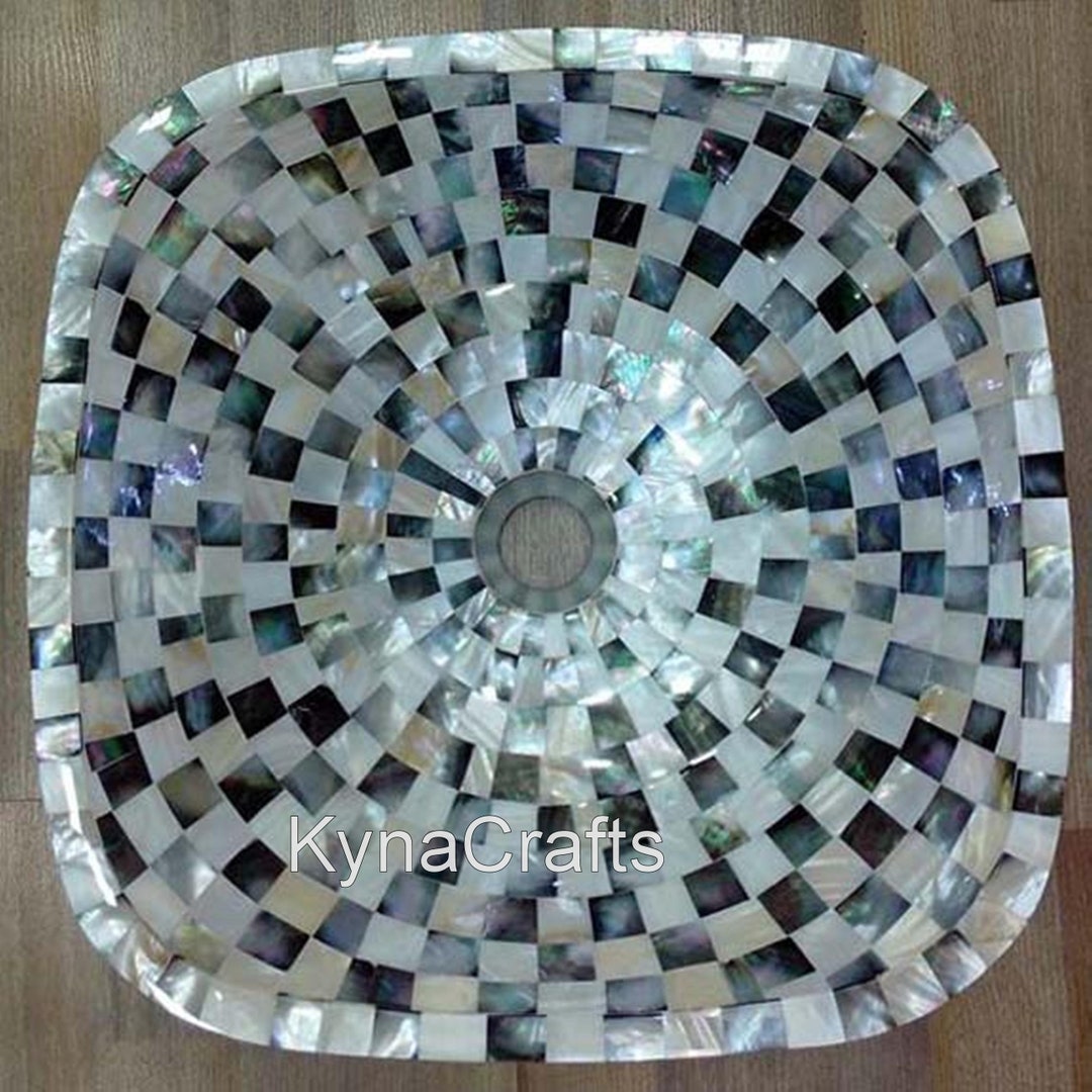 Semi Precious Gemstone Overlay Work Decorative Sink Square Etsy