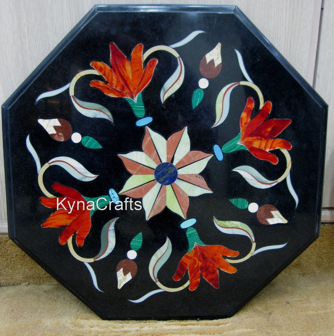 Black Marble Octagon Shape Corner Table Top for Living Room - Etsy
