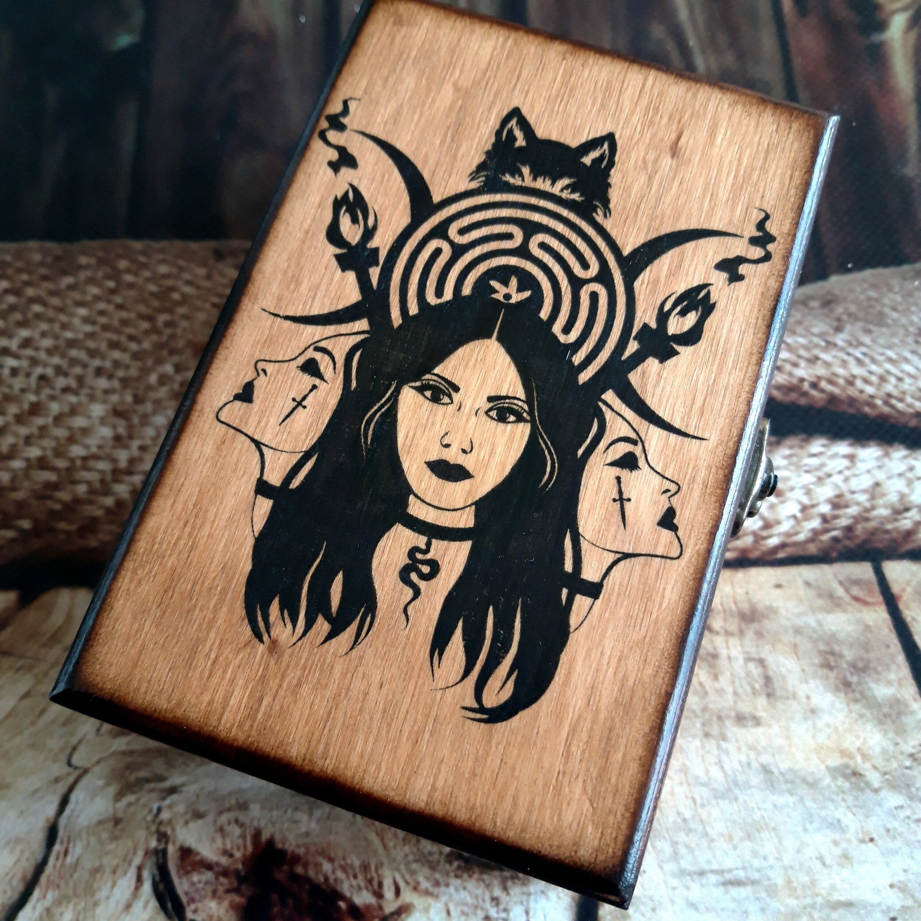 Hecate tarot card box Personalization engraving handmade Etsy