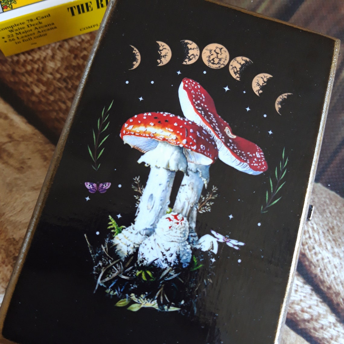 Mushroom oracle card box Moon tarot card box Personalization Etsy