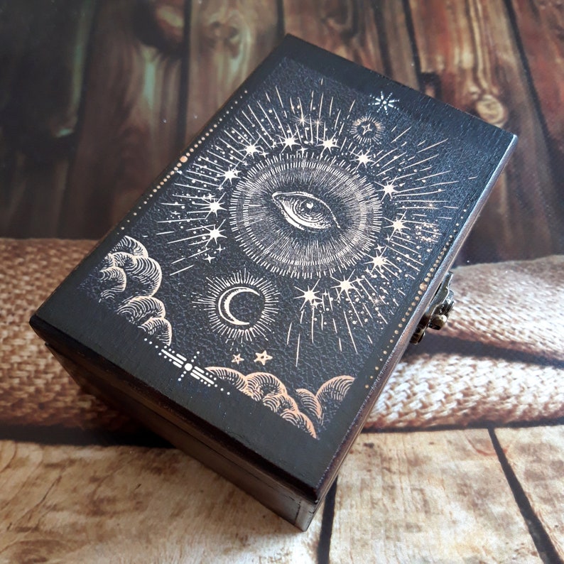 Tarot card box Wooden large jewelry box Witchcraft gifts | Etsy