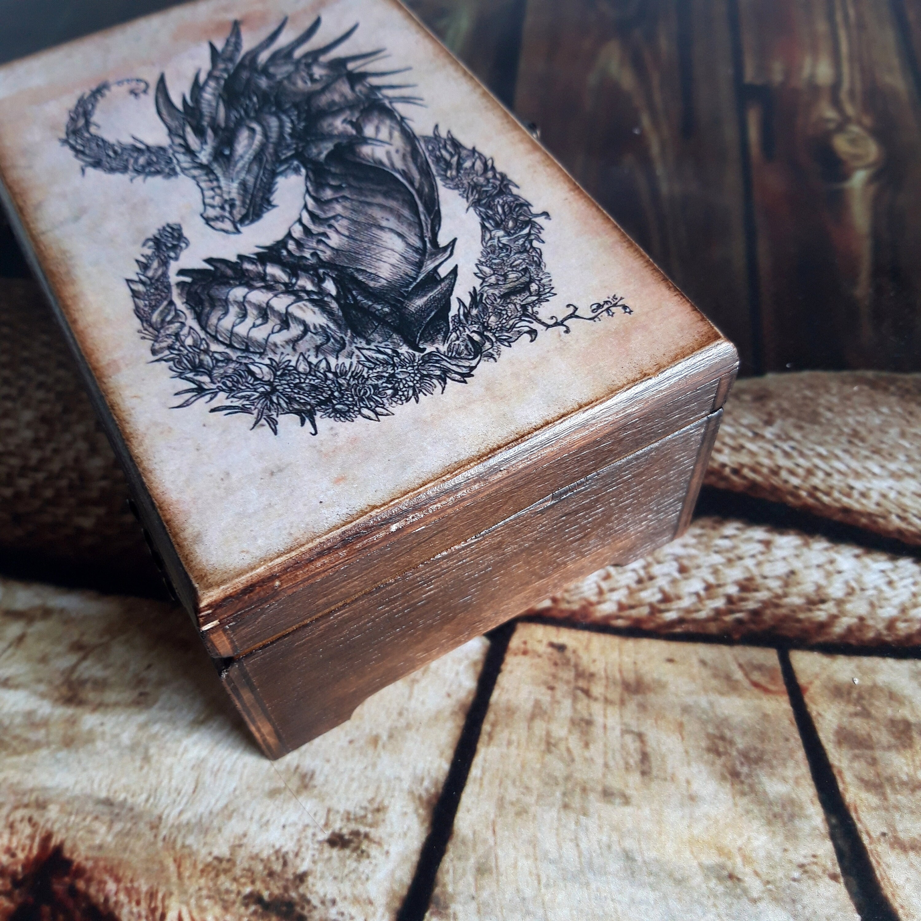 Tarot Card Box Dragon Tarot Card Holder Wooden Keepsake Box Etsy