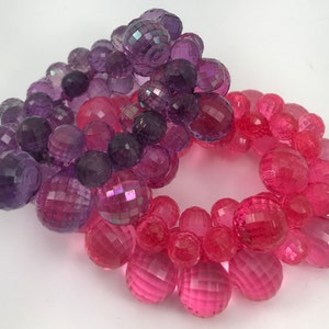 Purple and Pink Beaded Stretch Bracelet