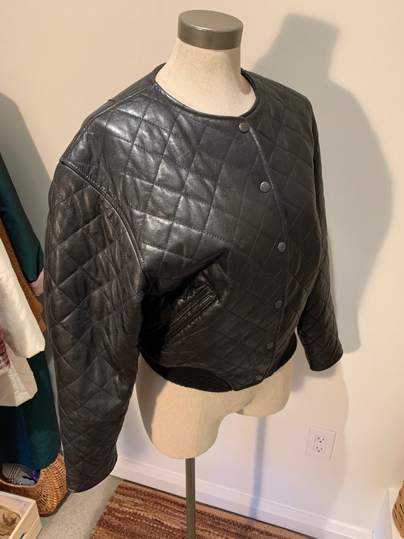 Vintage Leather Quilted Jacket Size XS