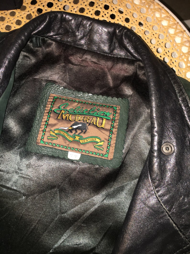Vintage Green Leather Coat Size M