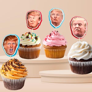 Trump Face Cupcake Toppers to Celebrate Trump's 2024 Presidential Election