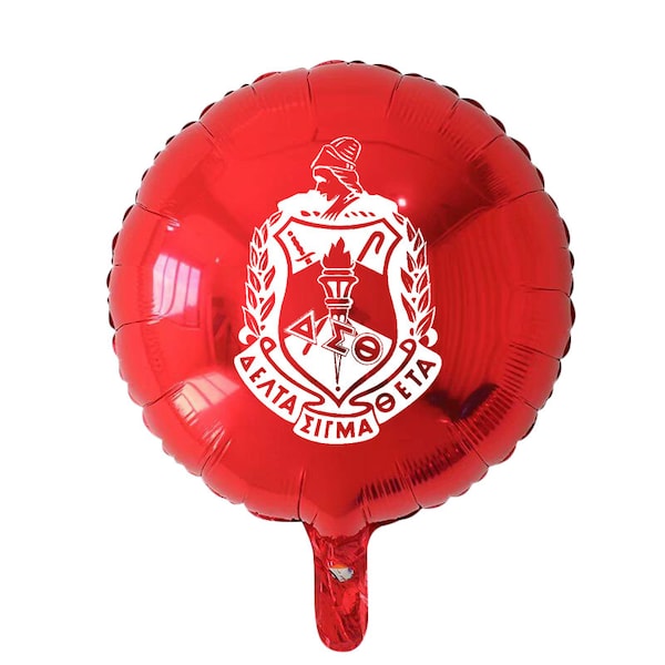 Five (5) Delta Sigma Theta, 18-inch Round Mylar/Foil Party Balloons