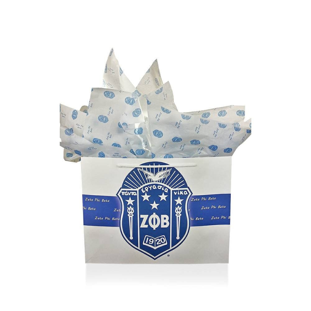 Zeta Phi Beta Sorority Gift Bag Set - Greek Paraphernalia With Decorative Tissue Paper