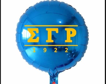 Five (5) Sigma Gamma Rho, 18-inch Round Mylar/Foil Party Balloons, 2-sided graphics