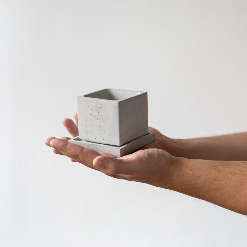 Modern Concrete Plant Pot Small Concrete Planter Planter with Drainage Hole