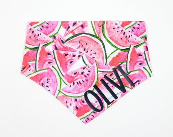 Personalised Dog Bandana | Double Sided Dog Bandana | Cat Bandana | Water Melon Print